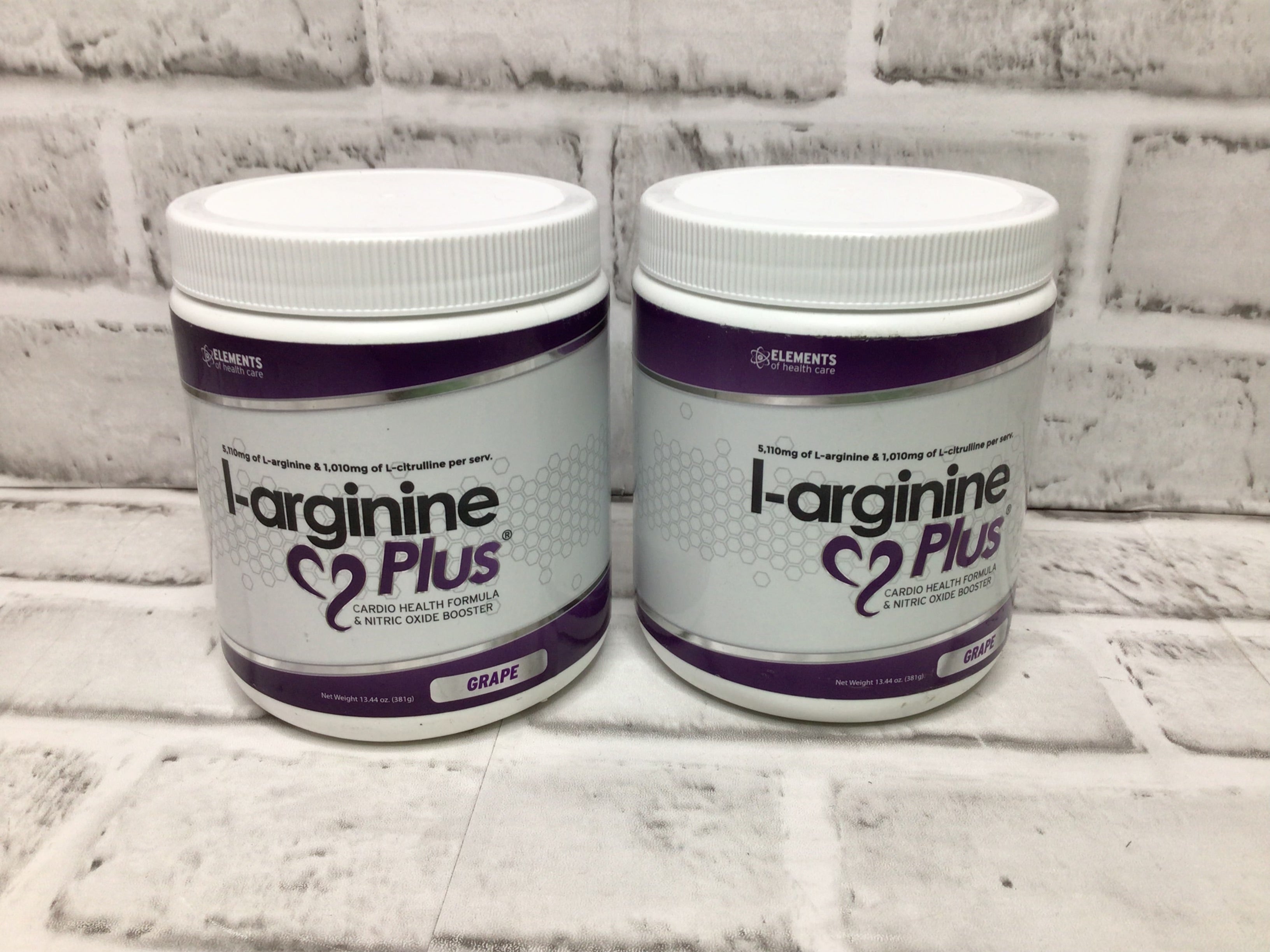 L-arginine Plus Cardiovascular Health Supplement, 2 bottles 13.44 oz ea, Grape (8151187980526)